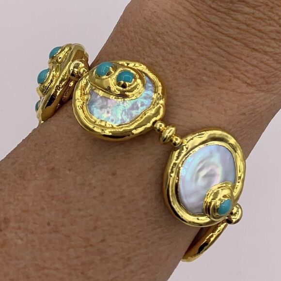 Necklace, gold over stainless, choker length, new never worn, textured, - Picture 9 of 16